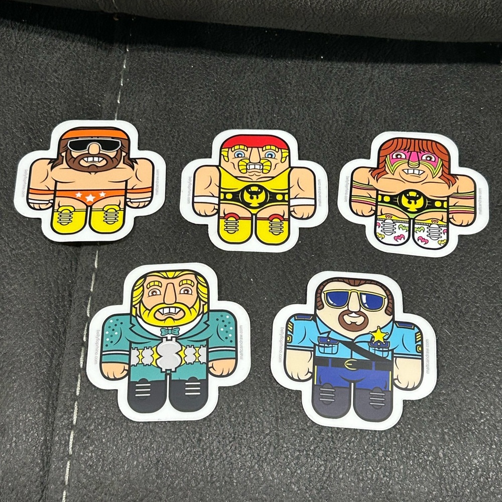 Custom WWF Tonka buddies’ stickers LOT of 5! Hulk Hogan, The Ultimate Warrior…